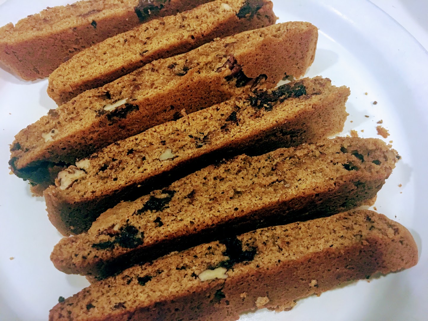 Coffee, Walnut, and Chocolate Chip Biscotti