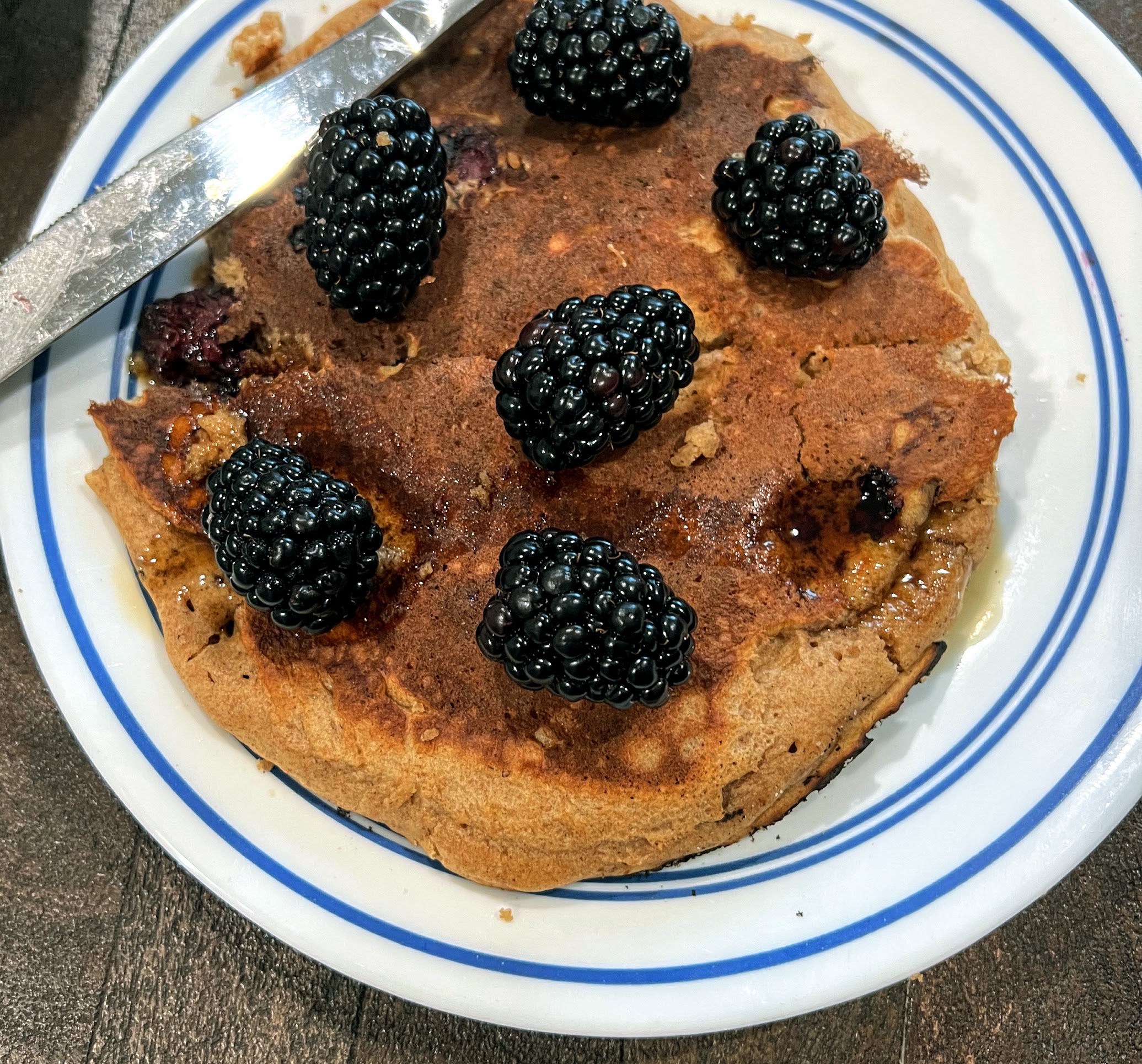 Blackberry, Peanut Butter, and Almond Milk Pancakes